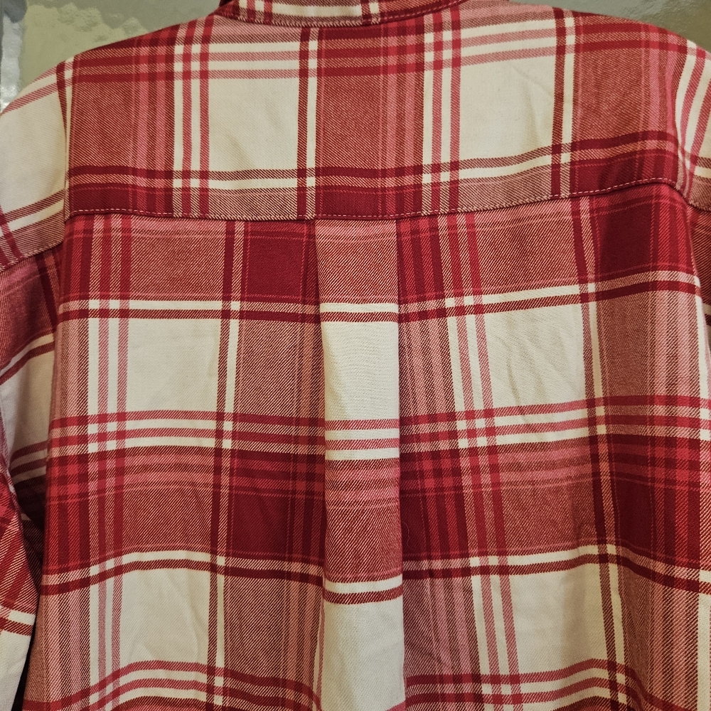 NEW H&M Flannel S Oversized Shirt Red/White/Pink Ai-1903 - Picture 10 of 10